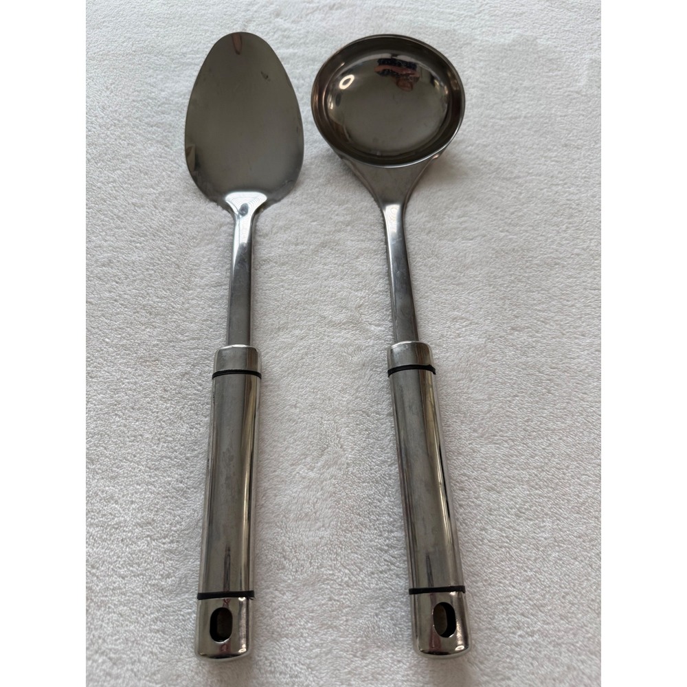 INOX Stainless Steel Serving Spoon Ladle Set Modern Kitchen Utensils EUC